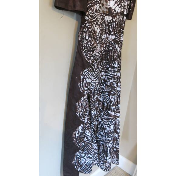 AFRICAN Handmade Ankara Dress Kaftan Long/Maxi Brown White Gems with Head Wrap - Picture 3 of 11